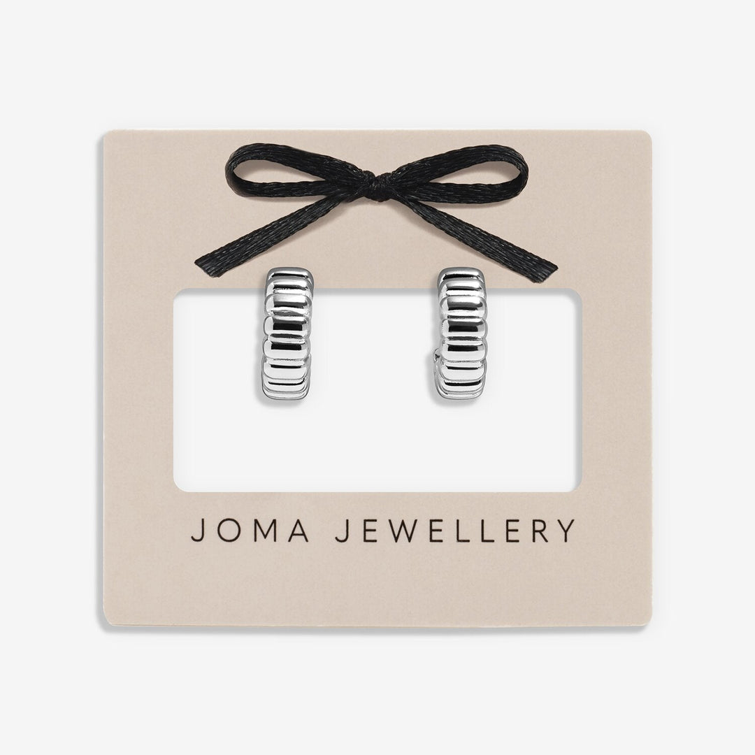 Joma Jewellery Loved By You Ridged Silver Plated Hoop Earrings