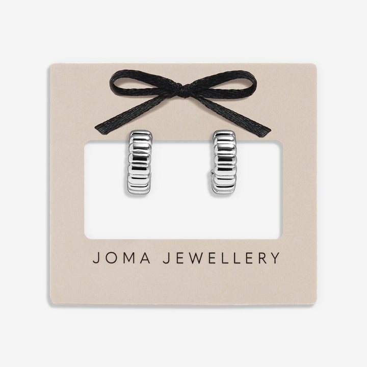 Joma Jewellery Loved By You Ridged Silver Plated Hoop Earrings