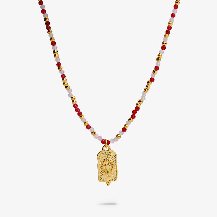 Joma Jewellery Loved By You Rose Quartz And Garnet Beaded Gold Plated Necklace