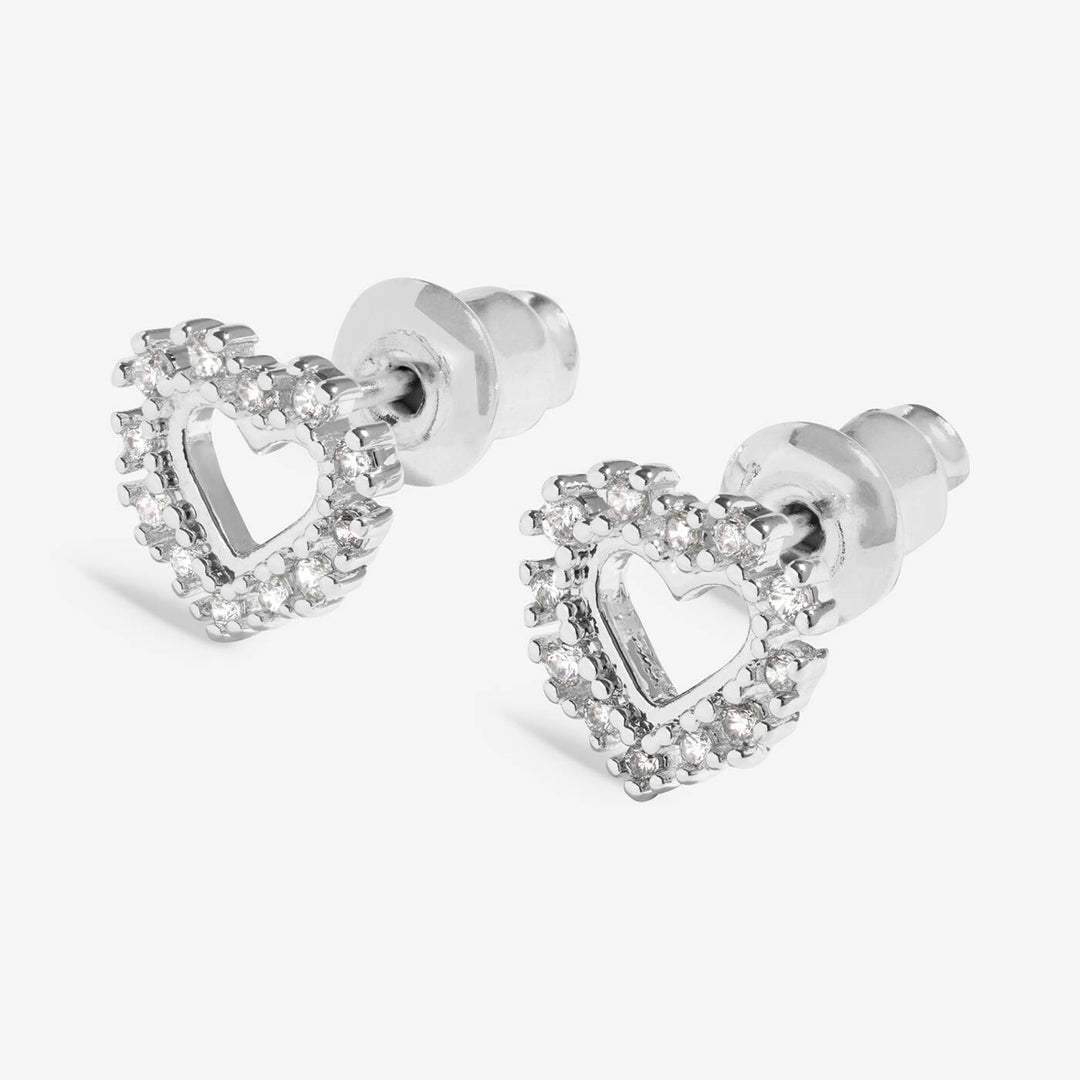 Joma Jewellery Moments To Shine Happy Heart Silver Plated Stud Earrings