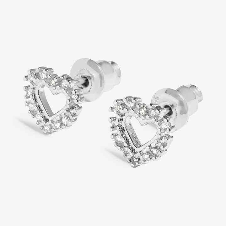 Joma Jewellery Moments To Shine Happy Heart Silver Plated Stud Earrings