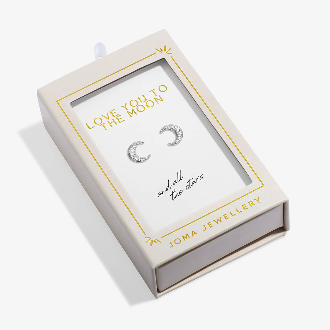Joma Jewellery Moments To Shine Love You To The Moon Silver Plated Stud Earrings
