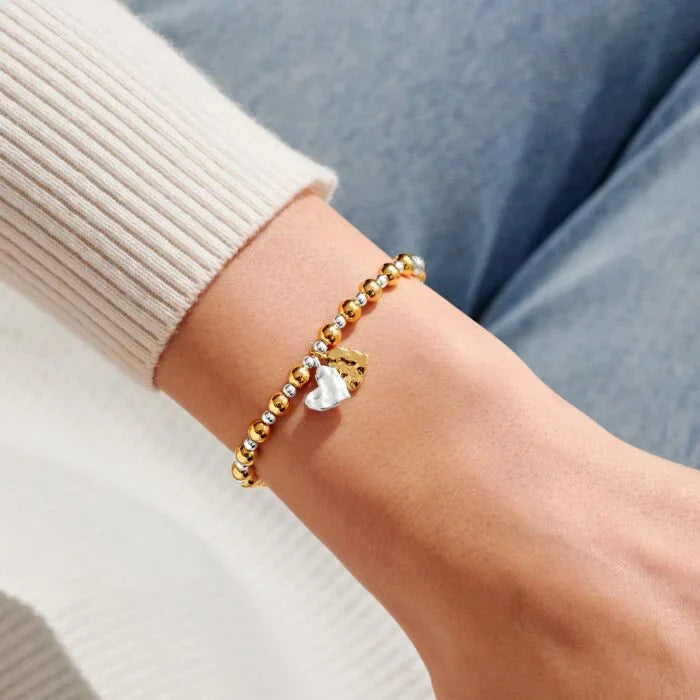 Joma Jewellery Reva Textured Offset Hearts Silver & Gold Plated Bracelet