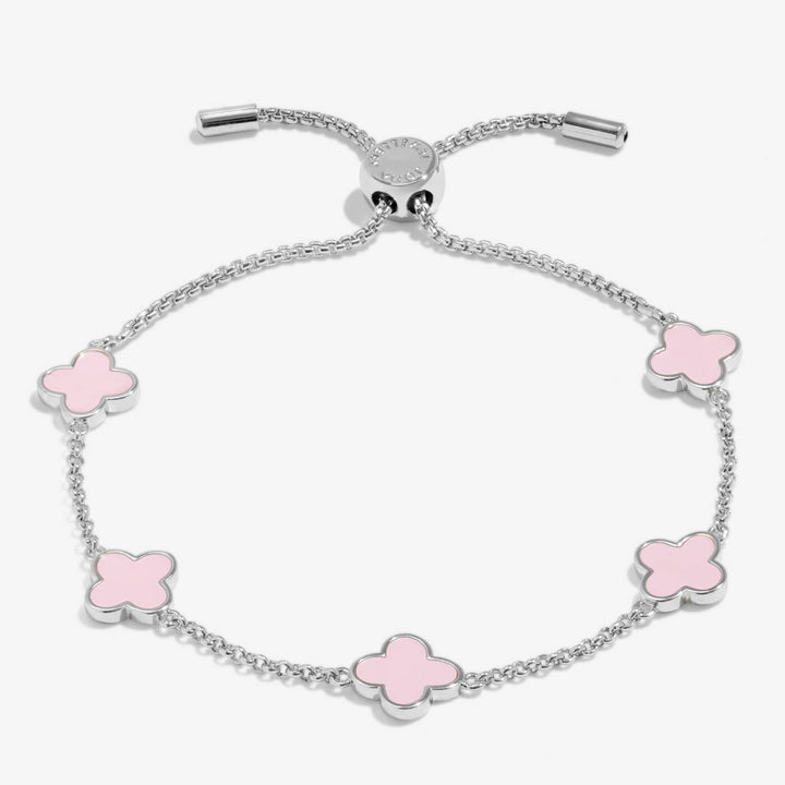 Joma Jewellery Signature Clover Collection Pink Clover Silver Plated Bracelet