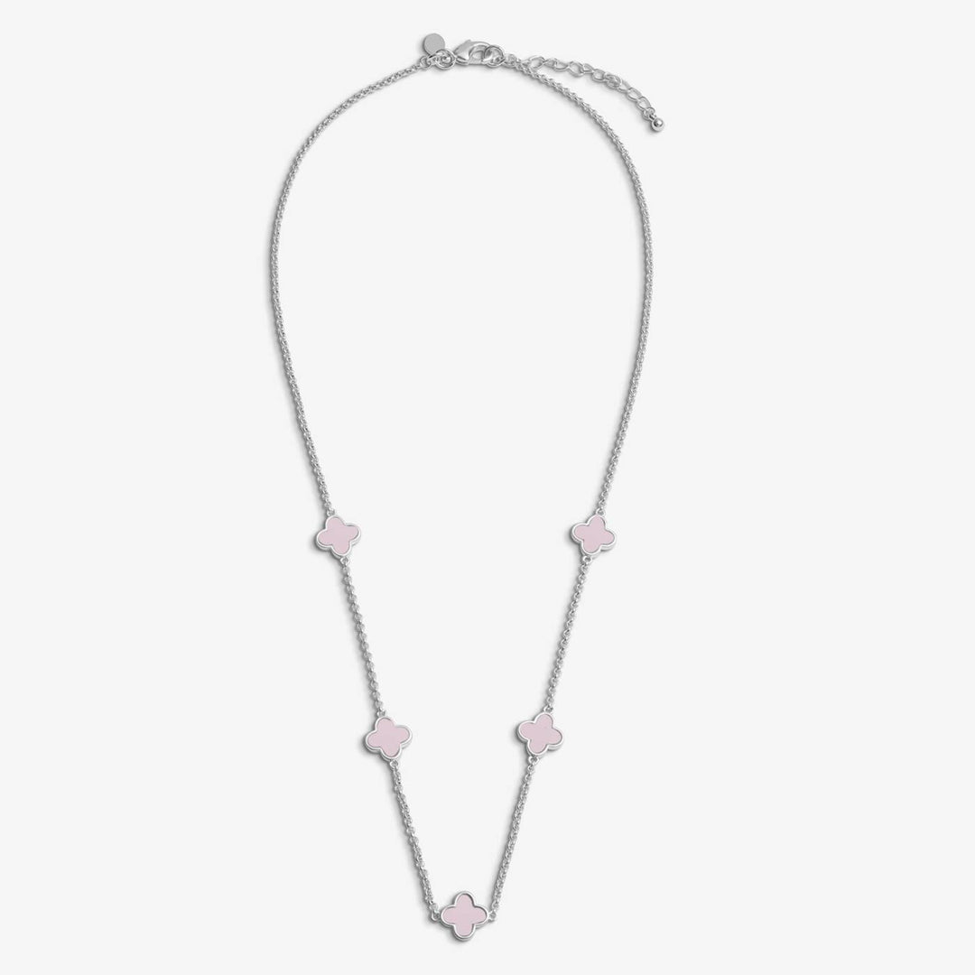 Joma Jewellery Signature Clover Collection Pink Clover Silver Plated Necklace