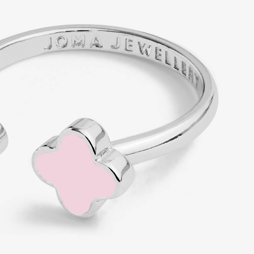 Joma Jewellery Signature Clover Collection Pink Clover Silver Plated Ring