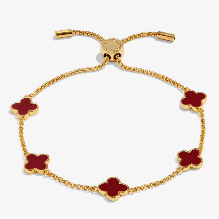 Joma Jewellery Signature Clover Collection Red Clover Gold Plated Bracelet