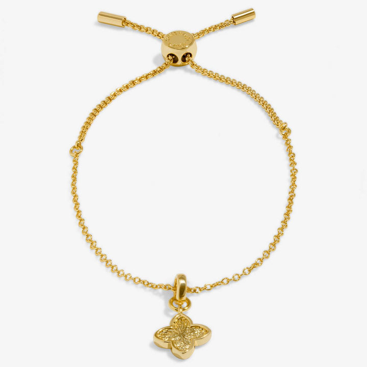 Joma Jewellery Signature Clover Collection Textured Clover Gold Plated Bracelet