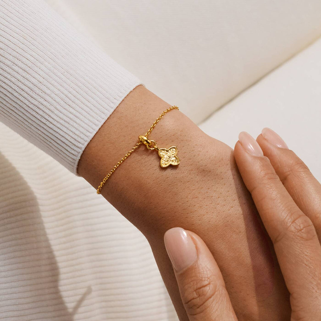 Joma Jewellery Signature Clover Collection Textured Clover Gold Plated Bracelet