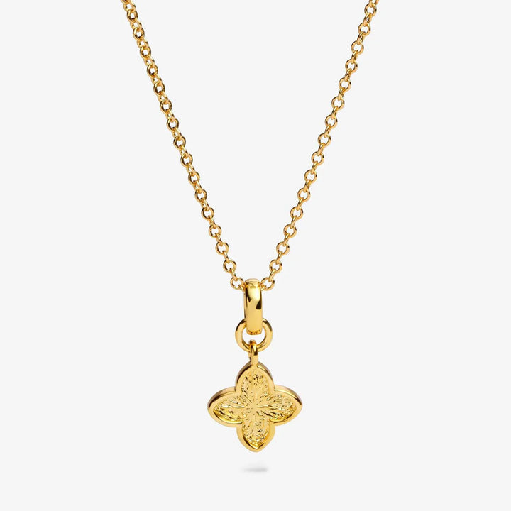 Joma Jewellery Signature Clover Collection Textured Clover Gold Plated Necklace