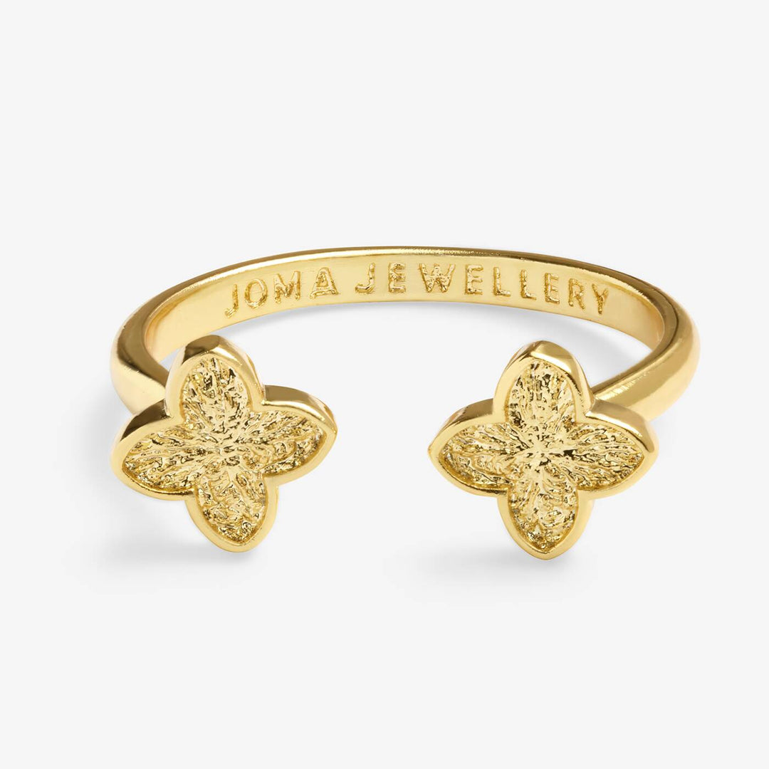 Joma Jewellery Signature Clover Collection Textured Clover Gold Plated Ring