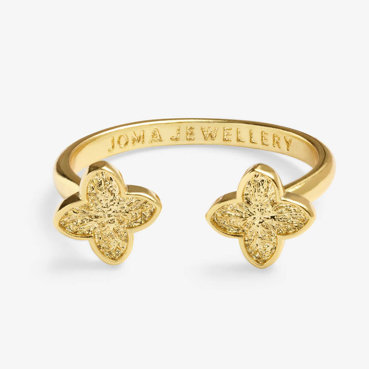Joma Jewellery Signature Clover Collection Textured Clover Gold Plated Ring
