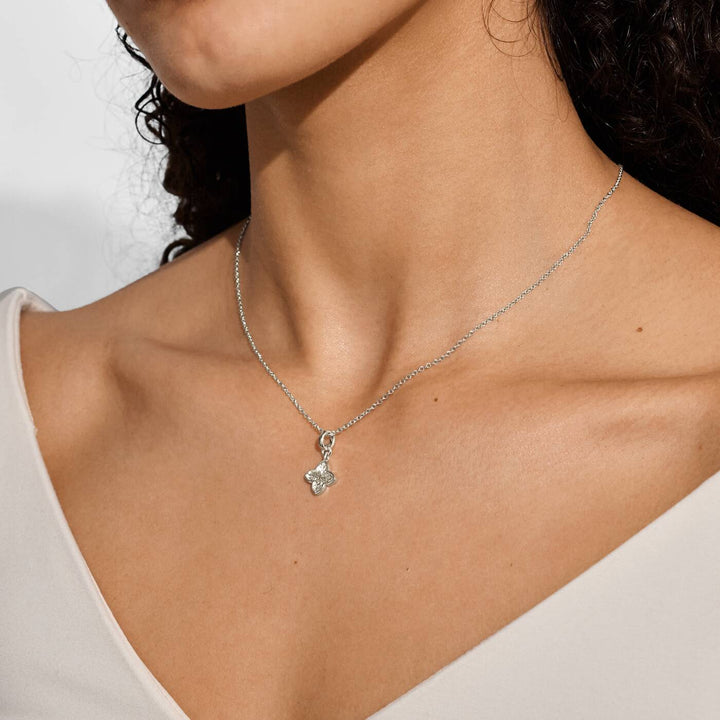 Joma Jewellery Signature Clover Collection Textured Clover Silver Plated Necklace