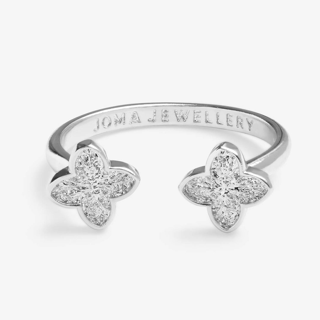 Joma Jewellery Signature Clover Collection Textured Clover Silver Plated Ring