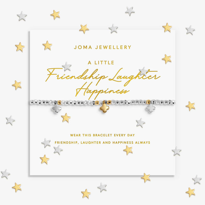 Joma Jewellery Sparkle Confetti A Little Friendship, Laughter, Happiness Silver & Gold Plated Bracelet