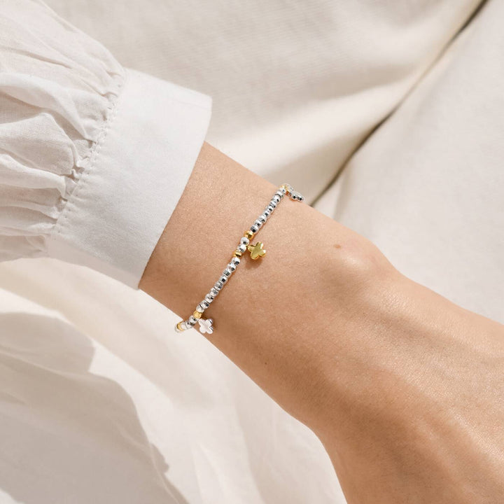 Joma Jewellery Sparkle Confetti A Little Friendship, Laughter, Happiness Silver & Gold Plated Bracelet