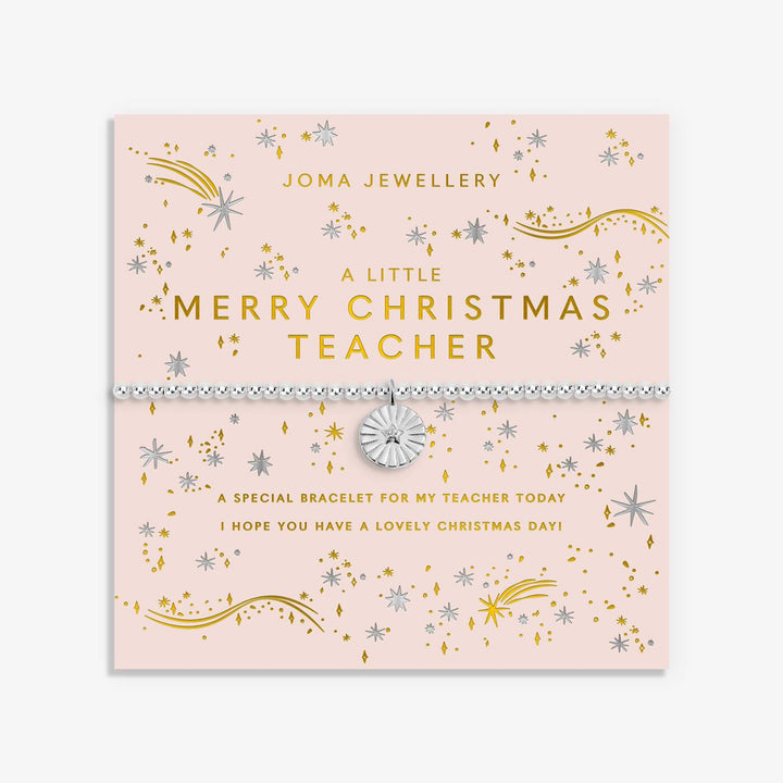 Joma Jewellery Christmas A Little Merry Christmas Teacher Silver Plated Bracelet