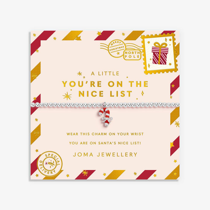 Joma Jewellery Kids' Christmas A Little You're On The Nice List Silver Plated Bracelet