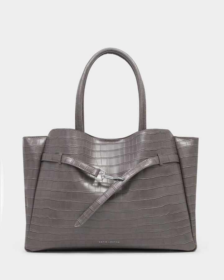 Katie Loxton Maddie Work Tote Bag Grey Faux Croc