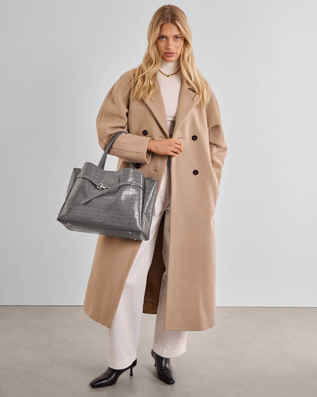 Katie Loxton Maddie Work Tote Bag Grey Faux Croc