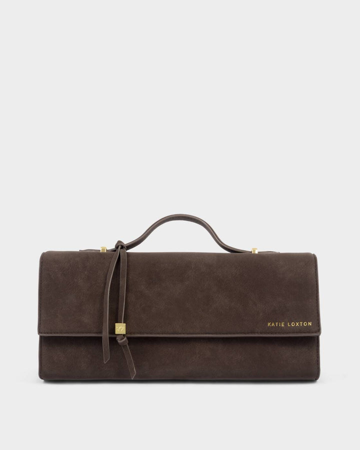 Katie Loxton Alma Clutch Bitter Chocolate Suedette