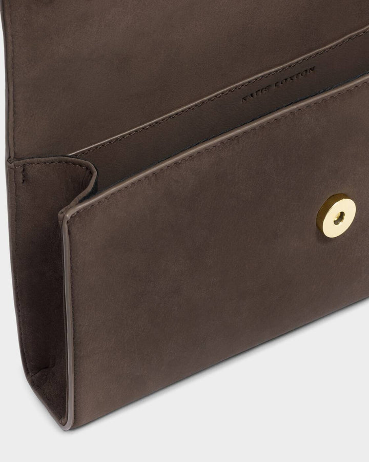 Katie Loxton Alma Clutch Bitter Chocolate Suedette