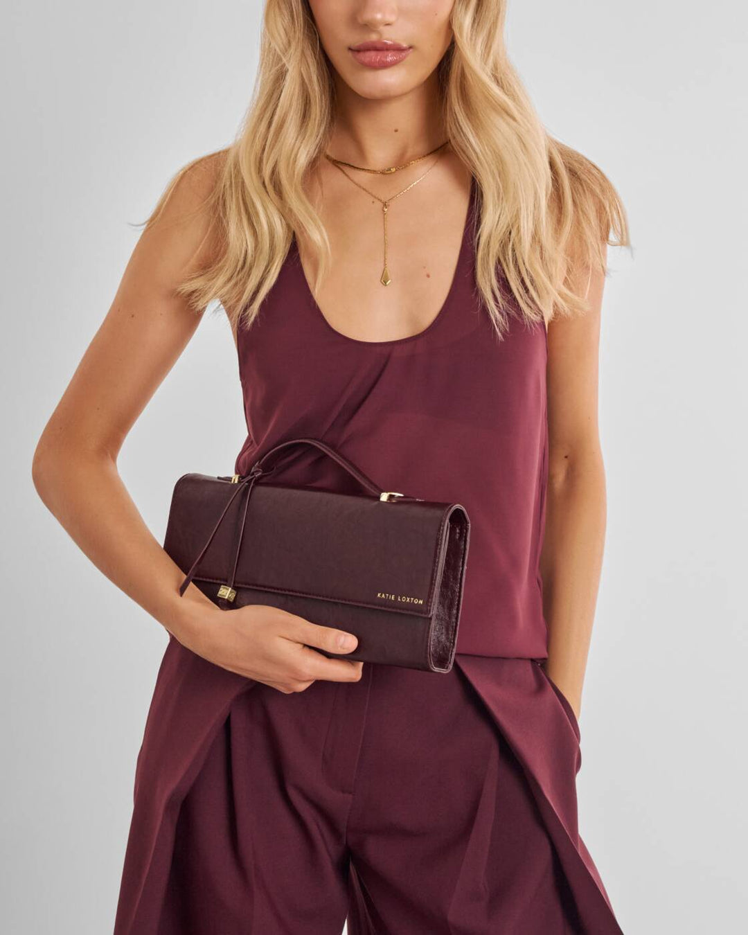 Katie Loxton Alma Clutch Cherry Patent Crackle