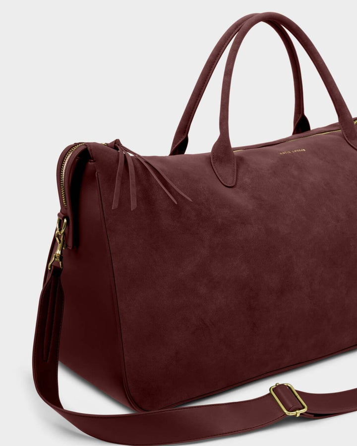 Katie Loxton Ascot Suedette Weekend Bag And Pouch Organiser Cherry Suedette