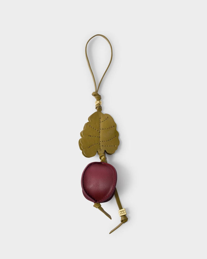 Katie Loxton Beetroot Bag Charm Cherry Olive Distressed