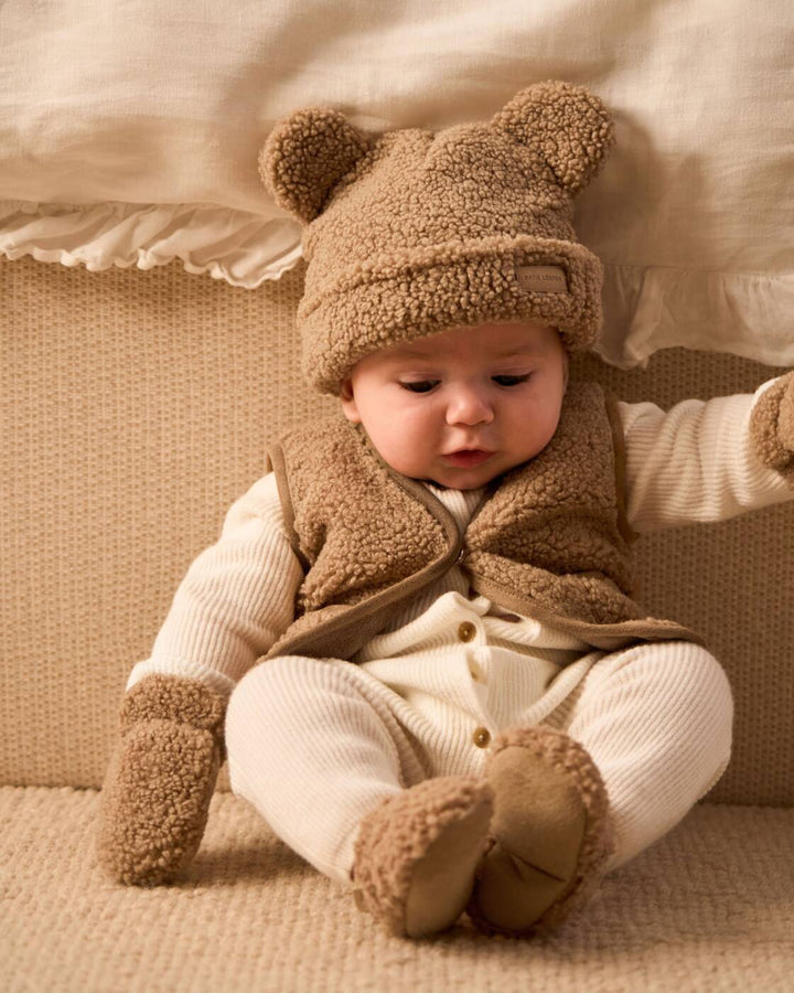 Katie Loxton Baby Borg Hat And Mittens Tan