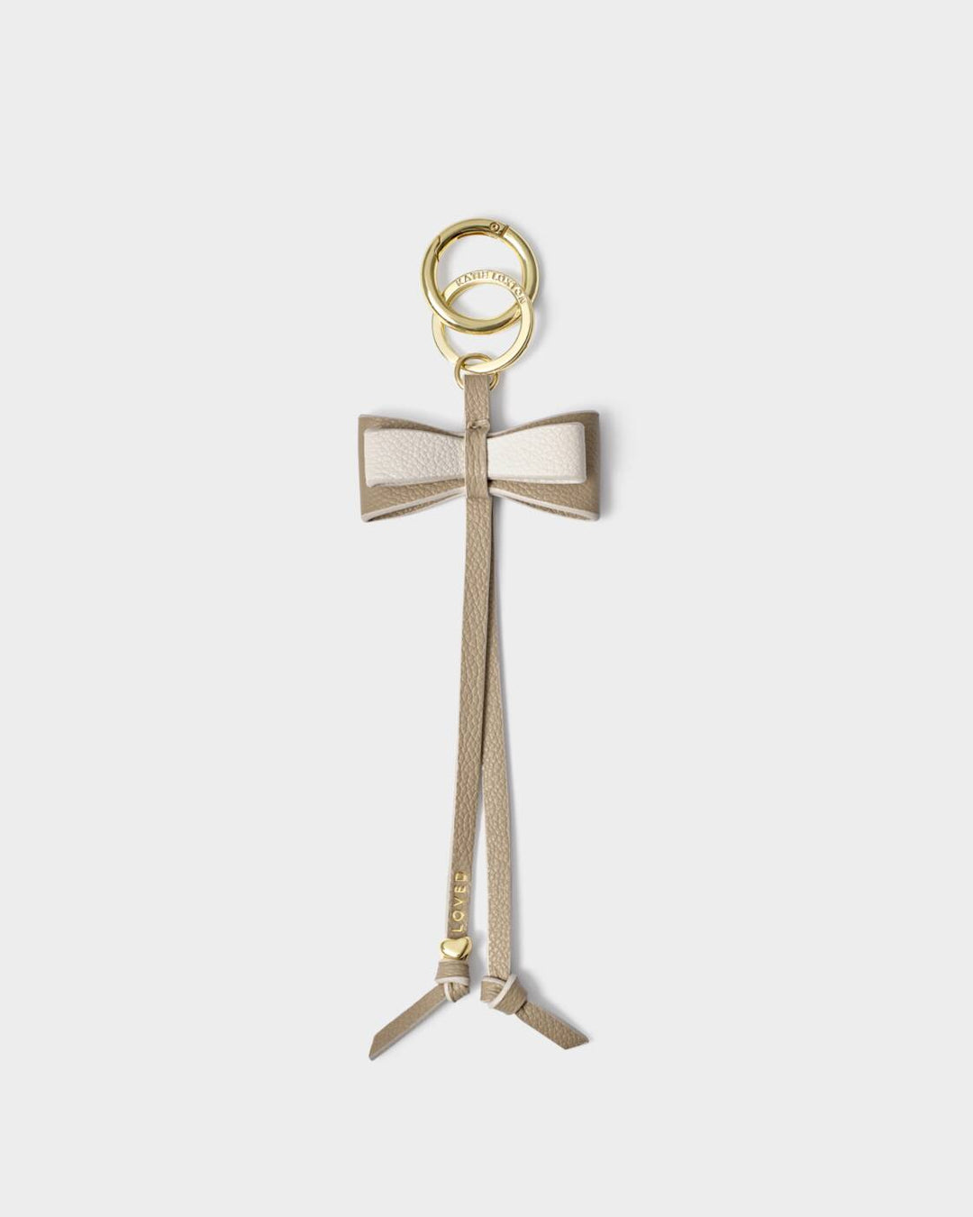 Katie Loxton Bow Charm Keyring Light Taupe Off White