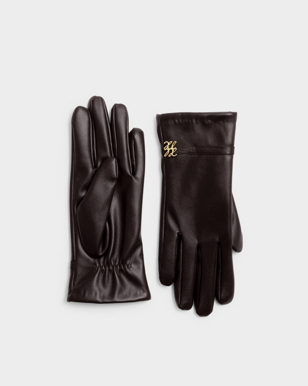 Katie Loxton Boxed Faux Leather Gloves Chocolate