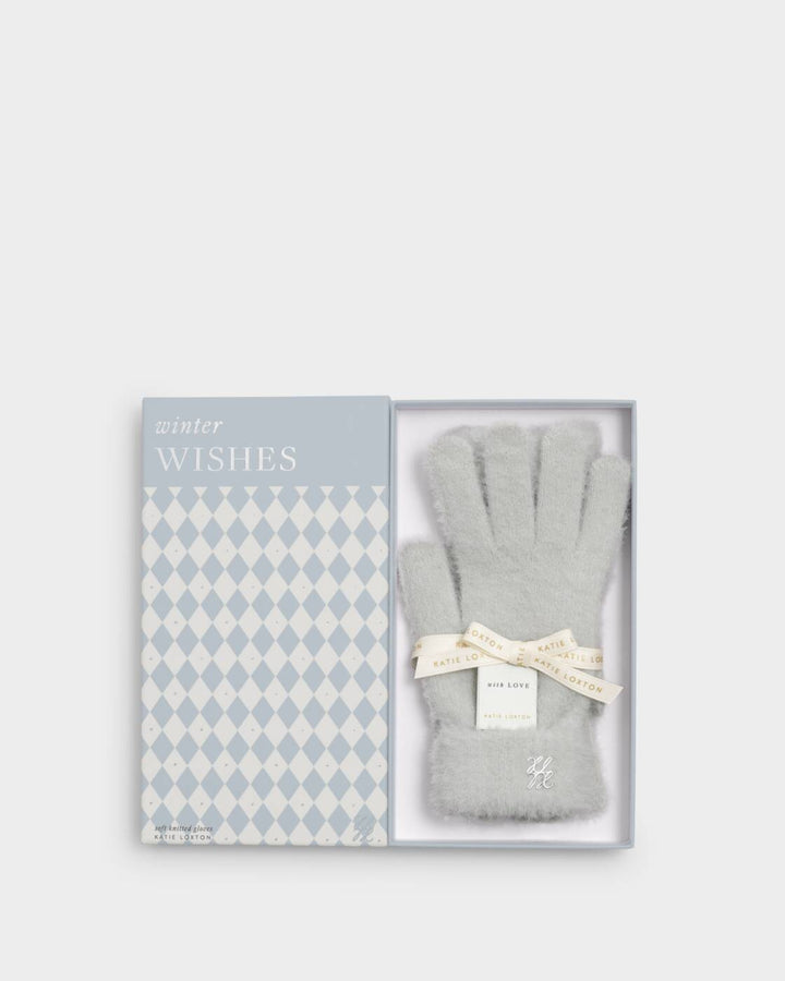 Katie Loxton Boxed Soft Knit Gloves Pale Grey