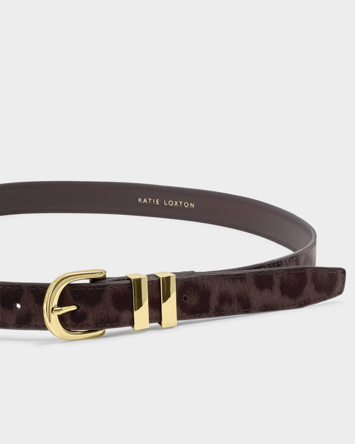 Katie Loxton Leopard Buckle Belt Chocolate Leopard S/M