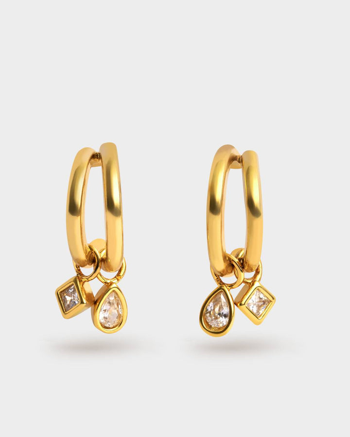Katie Loxton Champagne Hour Small Drop Hoop Earrings Gold Coated
