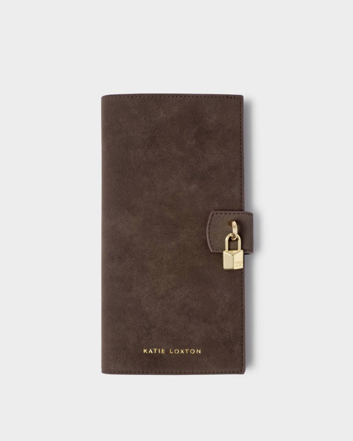 Katie Loxton Charlbury Travel Wallet Chocolate Suedette