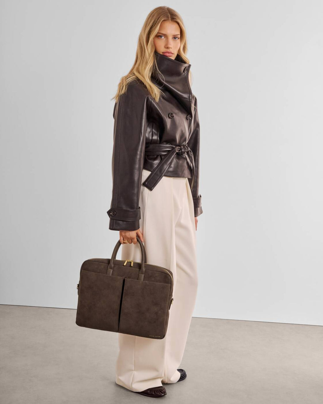 Katie Loxton City Laptop Bag Chocolate Suedette Chocolate