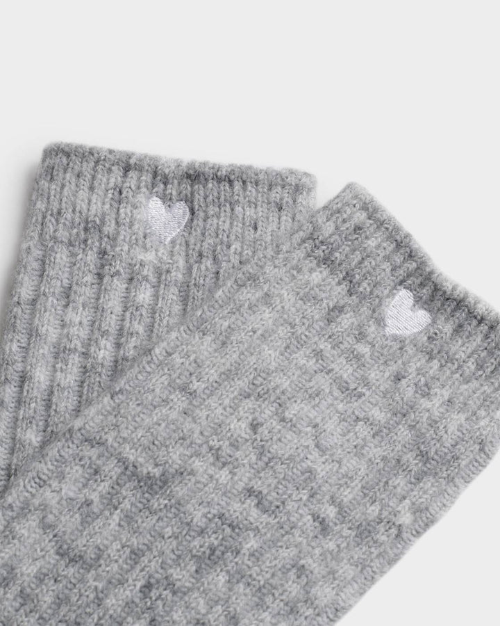 Katie Loxton Gift Boxed Chunky Knit Socks Heart Pale Grey One Size