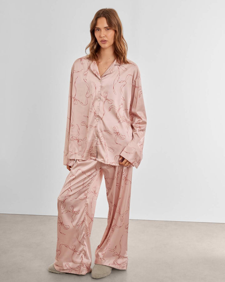Katie Loxton Gift Boxed Pyjama Set Pink Cherry Bow Print Medium