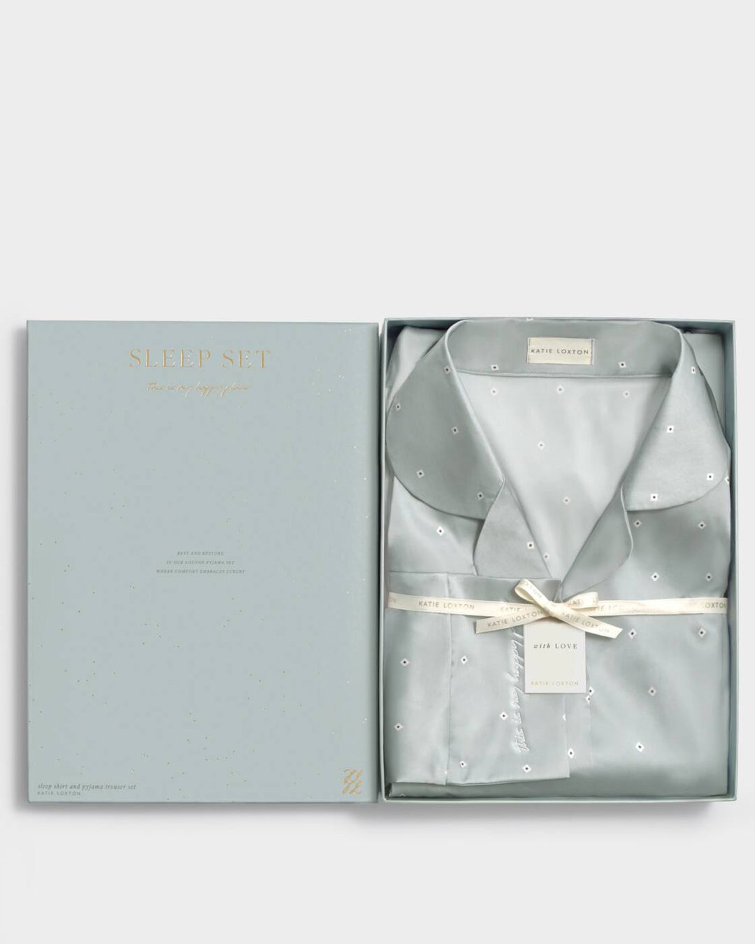 Katie Loxton Gift Boxed Pyjama Set Blue White Diamond Print Small