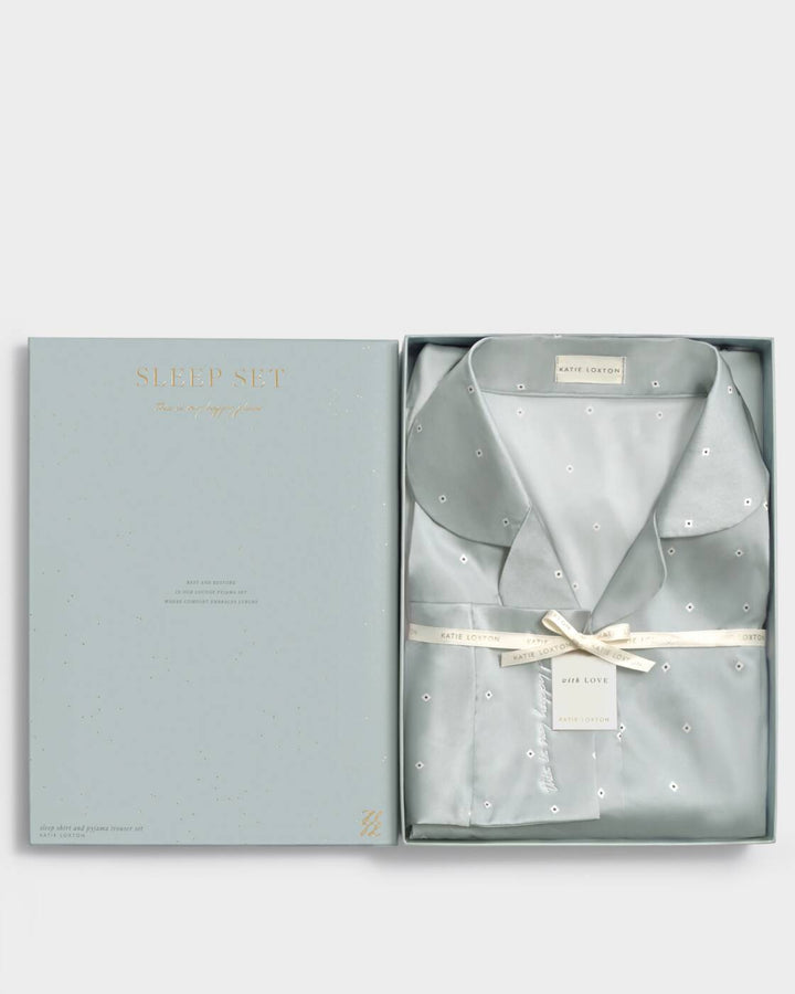Katie Loxton Gift Boxed Pyjama Set Blue White Diamond Print Medium