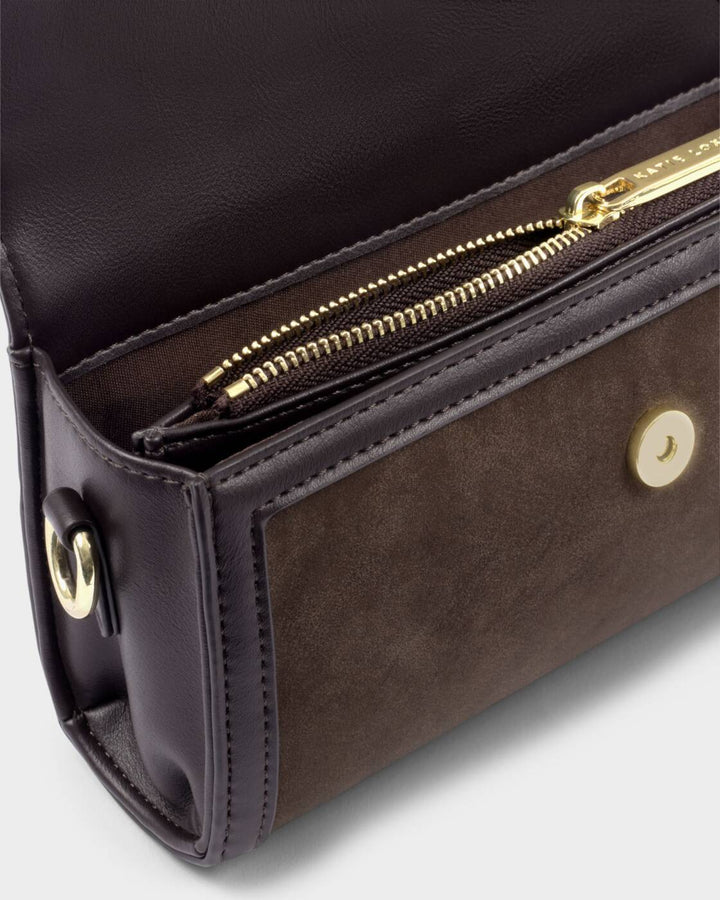 Katie Loxton Glasses And Cardholder Case With Strap Chocolate Suedette Chocolate