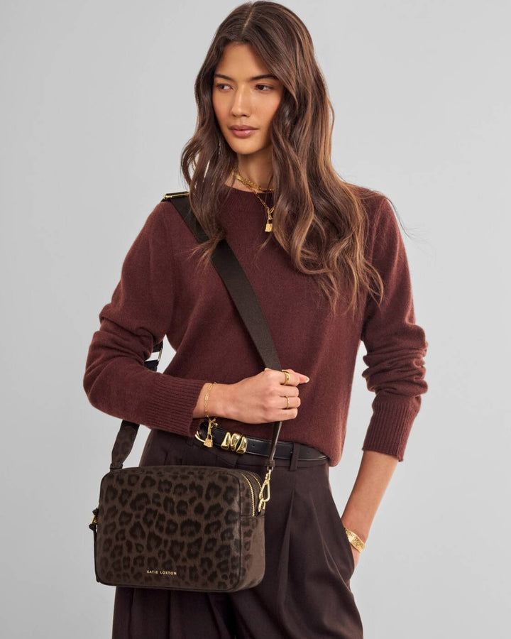 Katie Loxton Lottie Large Crossbody Chocolate Leopard