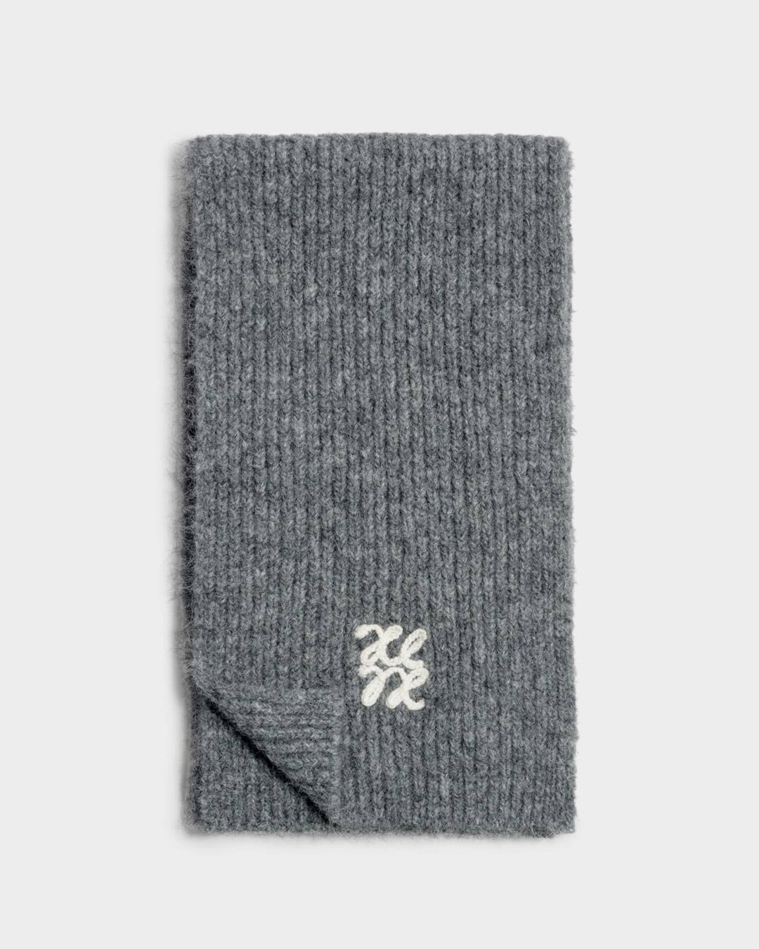 Katie Loxton Logo Appliqué Scarf Charcoal Pastel Grey