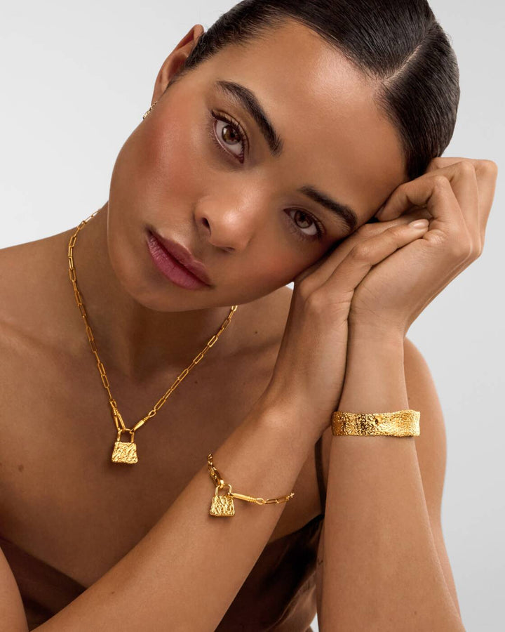 Katie Loxton Luxe Lock Necklace Gold Coated