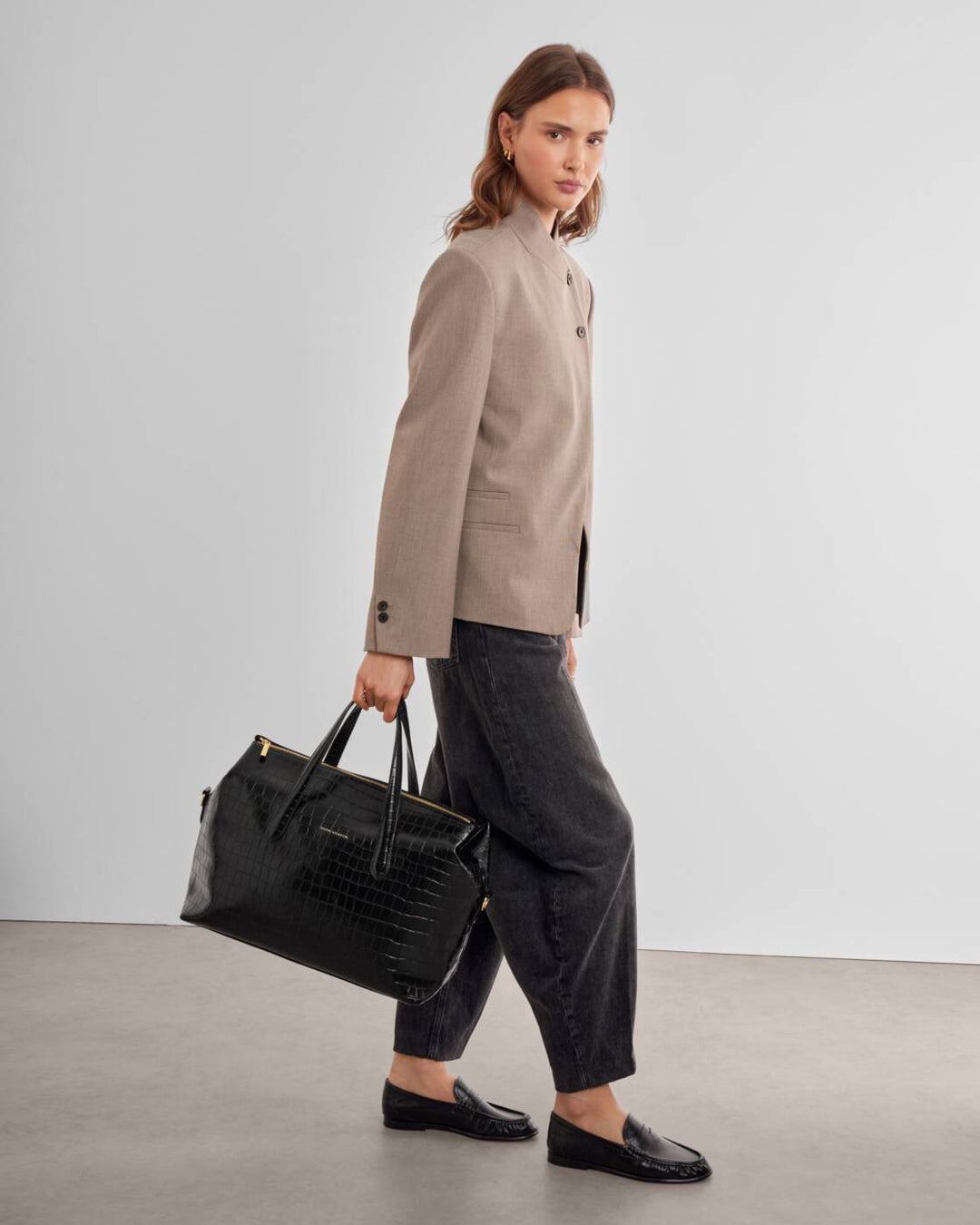 Katie Loxton Milan Cabin Bag Black Croc