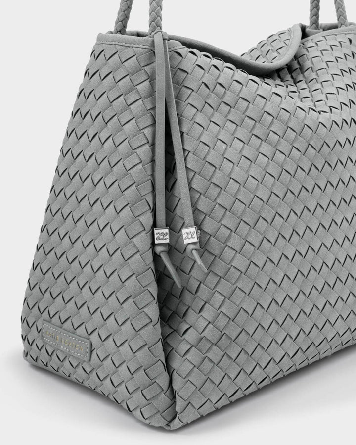Katie Loxton Nova Hand Woven Large Shoulder Bag Fossil Grey Suedette