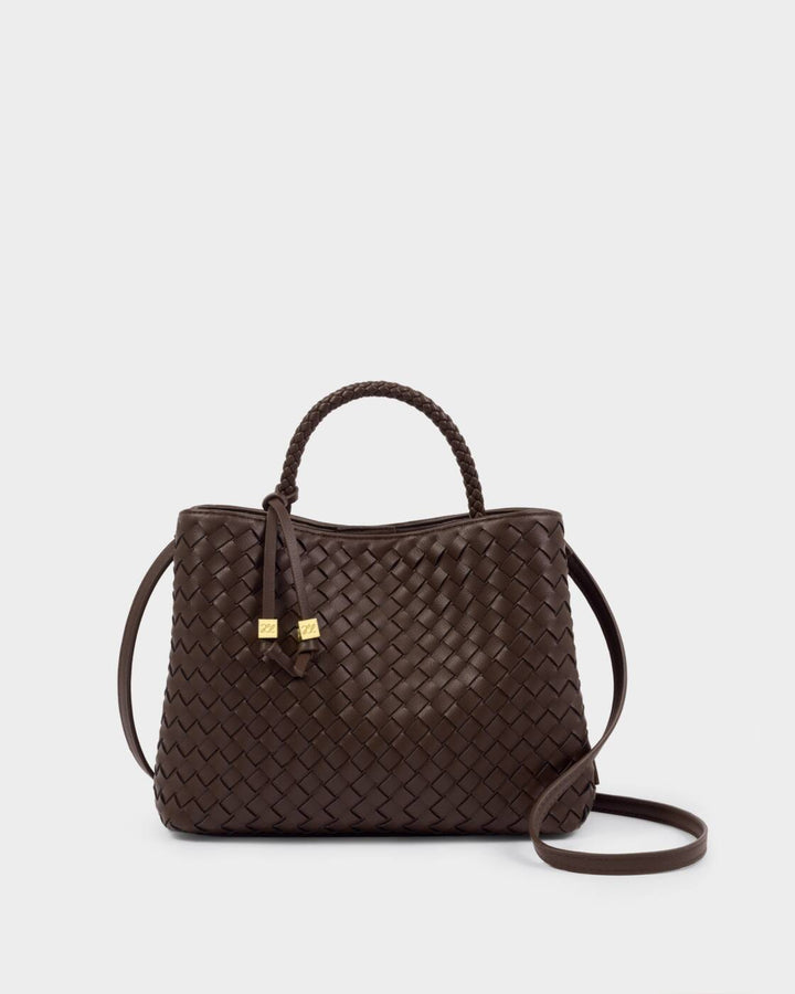 Katie Loxton Nova Hand Woven Top Handle Bag Chocolate