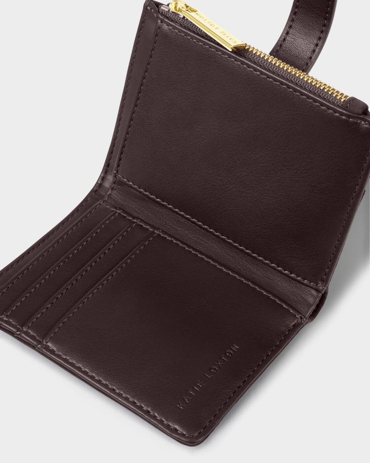 Katie Loxton Orin Twist Lock Purse Bitter Chocolate Suedette Bitter Chocolate