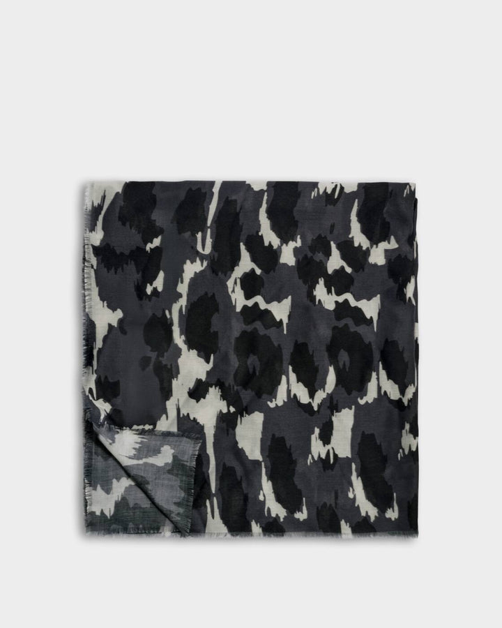 Katie Loxton Printed Scarf Brush Stroke Leopard Grey Black White
